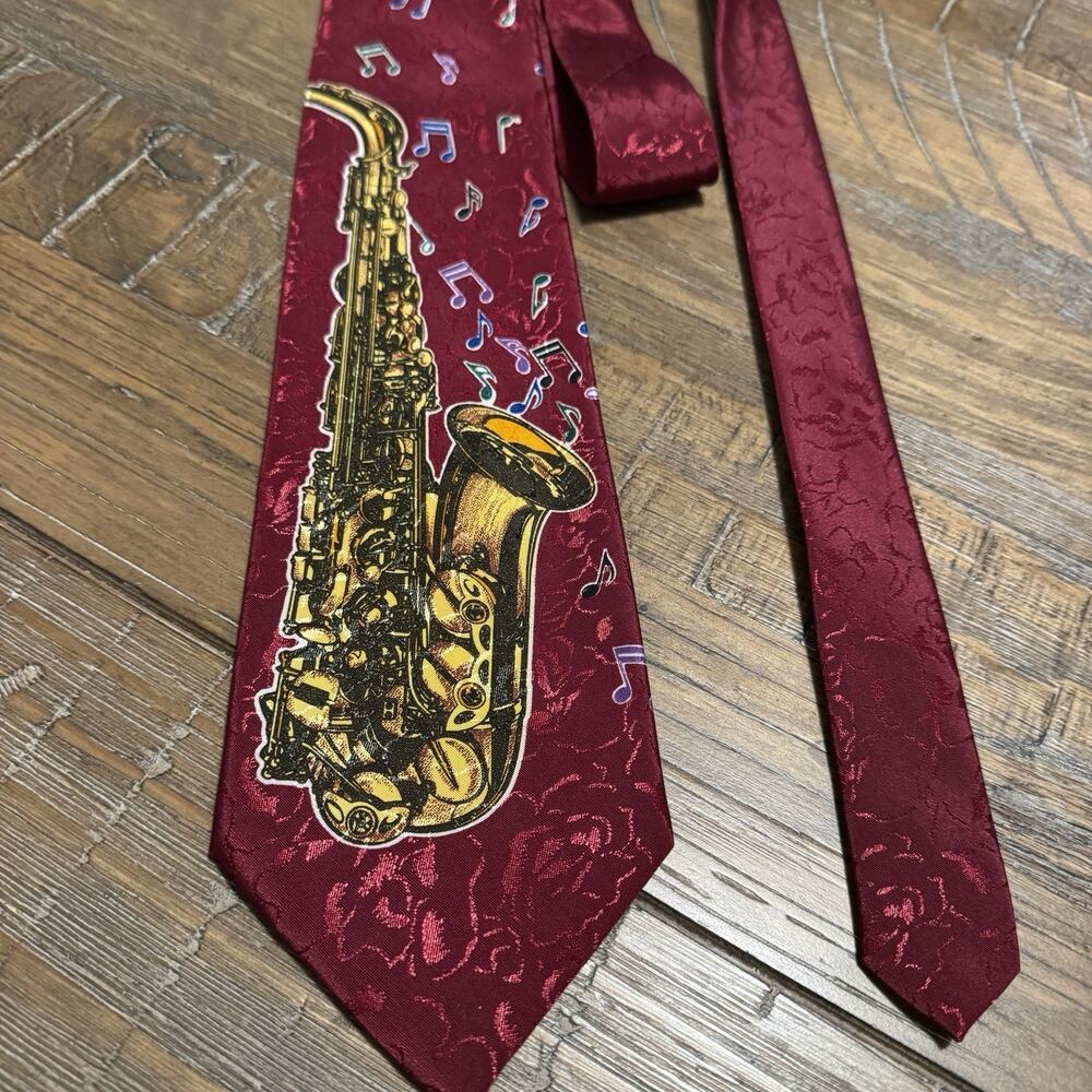 Renaissance Saxophone Tie Necktie Band Teacher Orchestra Neck Tie Polyester